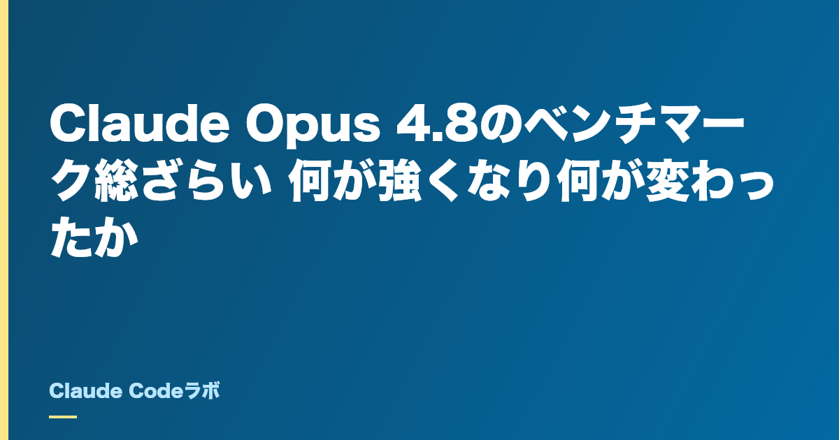 Claude Opus 4.8のベンチマーク総ざらい 何が強くなり何が変わったか