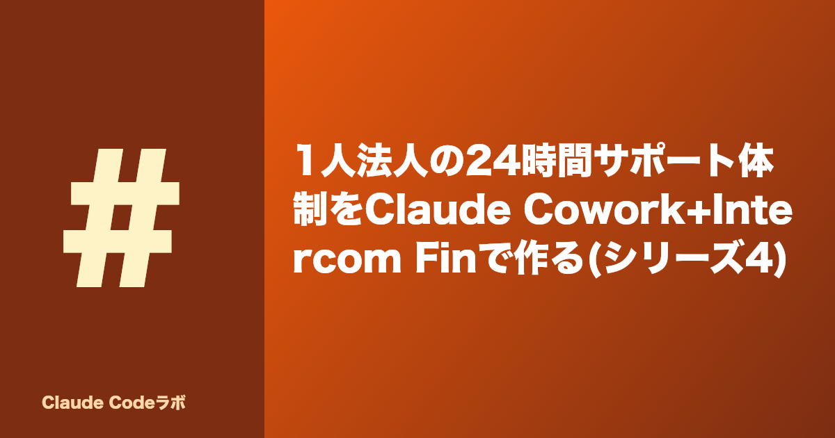 1人法人のサポート自動化 Claude CoworkとIntercom Fin(シリーズ4)