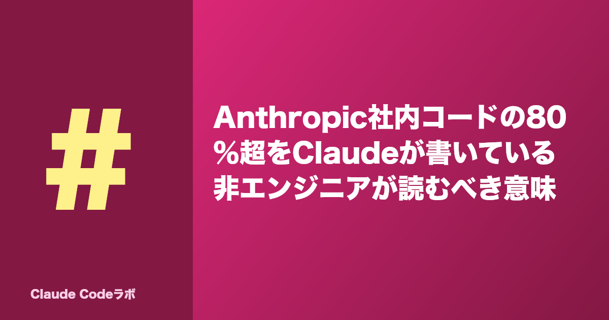 Anthropic社内コードの80パーセントをClaudeが書いている意味