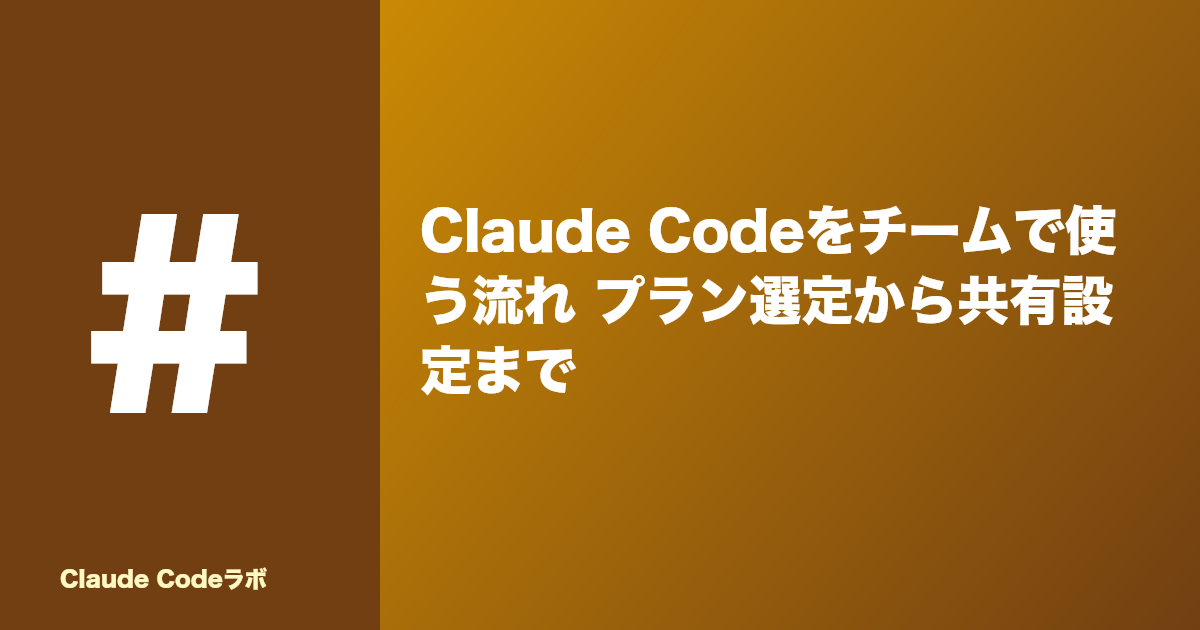 Claude Codeをteamで使う流れ プラン選定から共有設定まで