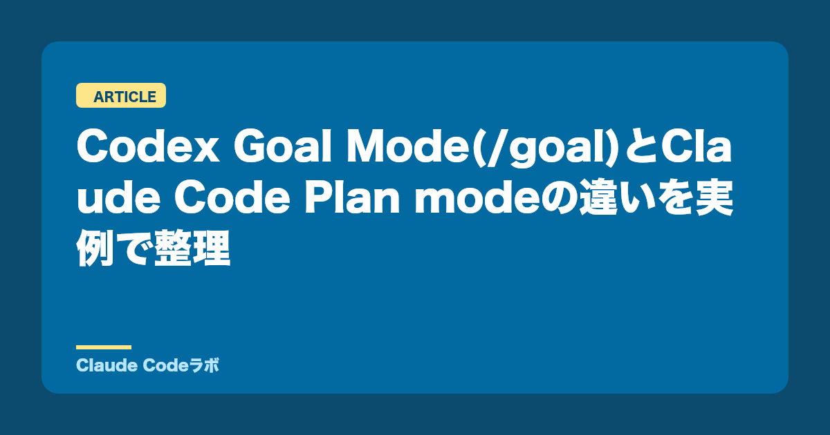 Codex Goal Mode(/goal)とClaude Code Plan modeの違いを実例で整理