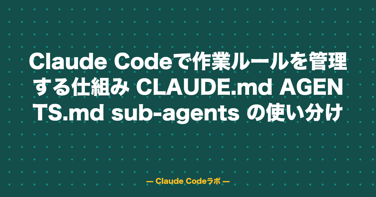 Claude Codeのrules管理 CLAUDE.mdとAGENTS.mdの使い分け