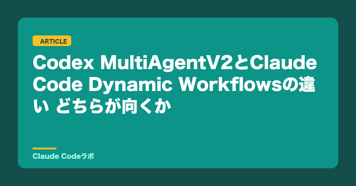 Codex MultiAgentV2とClaude Code Dynamic Workflowsの違い どちらが向くか